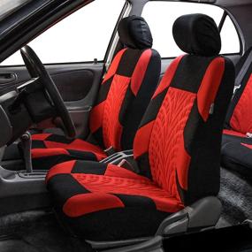 img 3 attached to FH Group FB071102 Travel Master Seat Covers (Red) Front Set – Universal Fit For Cars Trucks And SUVs