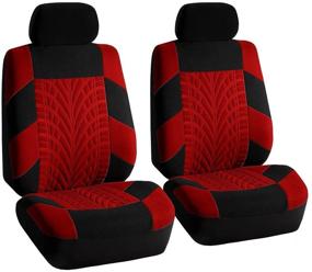 img 4 attached to FH Group FB071102 Travel Master Seat Covers (Red) Front Set – Universal Fit For Cars Trucks And SUVs