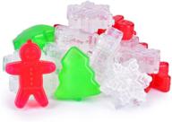 🎄 pack of 60 reusable plastic ice cubes in red, green & white (evergreen trees, the gingerbread man, snowflake) - keep drinks cold longer with pure water - ideal for christmas логотип