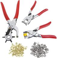 🔧 craftsman's 3-piece hole punch tool kit: revolving leather belt punch pliers, eyelet and snap setting pliers for diy projects, belts, dog collars, watch bands, papers logo