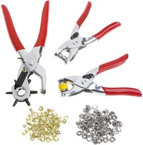 img 4 attached to 🔧 Craftsman's 3-Piece Hole Punch Tool Kit: Revolving Leather Belt Punch Pliers, Eyelet and Snap Setting Pliers for DIY Projects, Belts, Dog Collars, Watch Bands, Papers