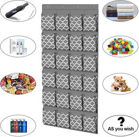 img 1 attached to 👠 Organize Your Shoes Effortlessly with the Over The Door Shoe Rack Organizer - 24 Extra Large Pockets for Men Sneakers, Women High Heels, and Slippers - Gray with Lantern Pattern