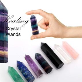 img 1 attached to 🪄 Natural Healing Crystal Wands Kit - 1 Pc Faceted Prism Wand Healing Stone Wand – Amethyst, Rose Quartz, Crystal, Black Obsidian, Green Fluorite, Rainbow Fluorite, Lapis Lazuli (Rose Quartz) – 1.8-2.5 Inches