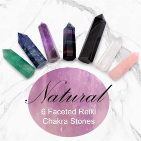 img 2 attached to 🪄 Natural Healing Crystal Wands Kit - 1 Pc Faceted Prism Wand Healing Stone Wand – Amethyst, Rose Quartz, Crystal, Black Obsidian, Green Fluorite, Rainbow Fluorite, Lapis Lazuli (Rose Quartz) – 1.8-2.5 Inches