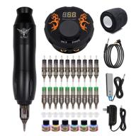 💉 tatelf g12 complete rotary tattoo pen machine kit with power supply, foot pedal, 20pcs cartridge needles, and 6 colors ink - ideal for beginners & tattoo artists (black) logo