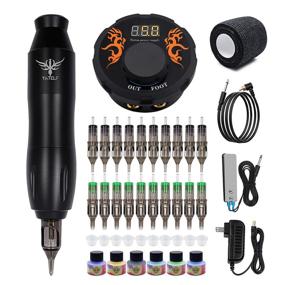 img 4 attached to 💉 TATELF G12 Complete Rotary Tattoo Pen Machine Kit with Power Supply, Foot Pedal, 20pcs Cartridge Needles, and 6 Colors Ink - Ideal for Beginners & Tattoo Artists (Black)