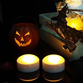 img 1 attached to Enhance Your Halloween Décor with 2 Pack LED Pumpkin Lights: Remote Controlled, Timer-enabled, Battery Operated Jack-O-Lantern Lights in Bright Flickering White - Ideal for Holiday Decorations!