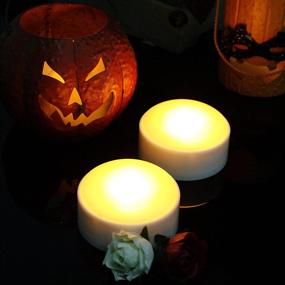 img 2 attached to Enhance Your Halloween Décor with 2 Pack LED Pumpkin Lights: Remote Controlled, Timer-enabled, Battery Operated Jack-O-Lantern Lights in Bright Flickering White - Ideal for Holiday Decorations!