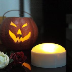 img 3 attached to Enhance Your Halloween Décor with 2 Pack LED Pumpkin Lights: Remote Controlled, Timer-enabled, Battery Operated Jack-O-Lantern Lights in Bright Flickering White - Ideal for Holiday Decorations!