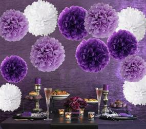 img 2 attached to 🎀 Wartoon Tissue Paper Pom Poms: Stunning Wedding, Birthday, and Baby Shower Decor - 12 PCS (Purple, Lavender, White)