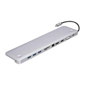 img 4 attached to 🔌 Amazon Basics Aluminum Type-C Docking Station: DisplayPort, HDMI, VGA, USB, Ethernet, SD/TF, Audio, PD 100W Charging - Pedestal, Gray