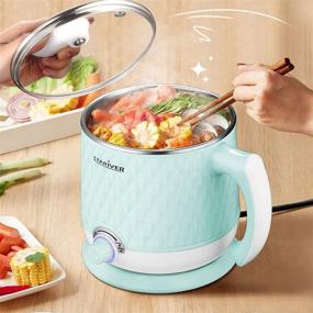 img 3 attached to Stariver Electric Hot Pot, 1.8L Cooker, Multi-Functional Mini Pot for Noodles, Soup, Porridge, Dumplings, Eggs, Pasta with Keep Warm Function, Over Heating and Boil Dry Protection, Green