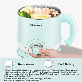 img 1 attached to Stariver Electric Hot Pot, 1.8L Cooker, Multi-Functional Mini Pot for Noodles, Soup, Porridge, Dumplings, Eggs, Pasta with Keep Warm Function, Over Heating and Boil Dry Protection, Green