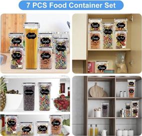 img 1 attached to 🍽️ BPA Free Plastic Food Storage Containers Set with Lids, 7pcs - Perfect for Kitchen Pantry Organization and Storage, Dishwasher Safe, Includes 4 Spoons, Labels, and Pen