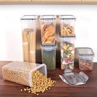 🍽️ bpa free plastic food storage containers set with lids, 7pcs - perfect for kitchen pantry organization and storage, dishwasher safe, includes 4 spoons, labels, and pen логотип