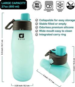 img 3 attached to 🌊 CUJO Collapsible Water Bottle 27oz: Foldable Silicone Bottle for Travel, Hiking, Cycling, Gym & Yoga - Portable, Lightweight, and Flexible for Easy Storage