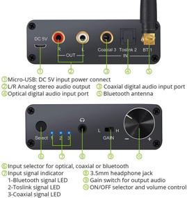 img 3 attached to 🎧 LiNKFOR 192kHz DAC Bluetooth 5.0 приемник с усилителем для наушников - aptX, низкая задержка, SPDIF Toslink в аналоговый L/R аудио адаптер