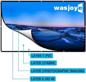 img 1 attached to 🎬 WASJOYE 150 Inch 16:9 PVC Collapsible Foldable Projection Screen - High Contrast, Crease-Free, HD 4K Home Theater Experience with 28 Hanging Hole Grommets