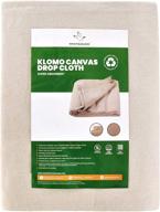 🎨 klomo 8 oz canvas cotton drop cloth - super absorbent, premium weight for indoor-outdoor use, perfect for painting, diy & home improvement projects, cut size: 4' x 12', finished size: 3'9" x 11'9 logo