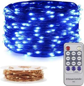 img 4 attached to 🔌 ER CHEN Plug-in LED String Lights: 33ft Fairy Lights with 100 Waterproof Blue LEDs for Indoor & Outdoor Decor - Bedroom, Patio, Garden, Christmas Tree