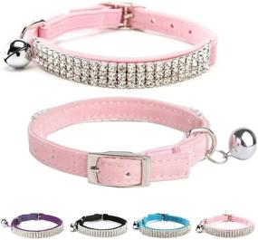 img 4 attached to 🐱 BINGPET Adjustable Cat Collar: Soft Velvet, Safe, Bling Diamante with Bells - Find the Perfect Collar for your Feline Friend