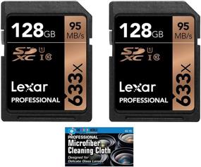 img 2 attached to Lexar 128GB Professional 633X SDXC Class 10 UHS-I/U1 Memory Card 2-Pack Bundle With Microfiber Cloth (Product Label May Vary)