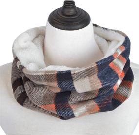 img 3 attached to Premium Checker Plaid Infinity Circle Women's Accessories for Scarves & Wraps
