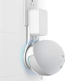 img 4 attached to Space-Saving HomeMount Echo Dot 4 Gen Wall Mount - Convenient Outlet Holder with Built-in Cable Management Shelf (White)