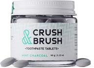 toothpaste tablets with mint charcoal in glass 🪥 jar - 60g ~ 80 tablets by crush & brush logo
