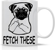 aw fashions' fetch this cute dog middle finger mug: a hilarious gift for dog and pug lovers - 11oz coffee mug for friends, employees, bosses, parents, boyfriends or girlfriends logo