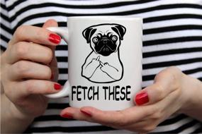 img 1 attached to AW Fashions' Fetch This Cute Dog Middle Finger Mug: A Hilarious Gift for Dog and Pug Lovers - 11OZ Coffee Mug for Friends, Employees, Bosses, Parents, Boyfriends or Girlfriends