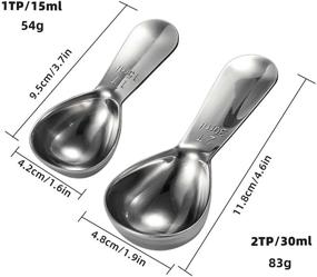 img 3 attached to ☕ Stainless Steel Coffee Scoop Measuring Spoons Set - 1 & 2 Tbsp Metal Scoop for Ground Coffee, Milk, Sugar - Small Measure Scale for Brewing - 15ml & 30ml Measuring Spoon Included