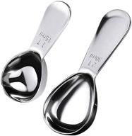 ☕ stainless steel coffee scoop measuring spoons set - 1 & 2 tbsp metal scoop for ground coffee, milk, sugar - small measure scale for brewing - 15ml & 30ml measuring spoon included logo