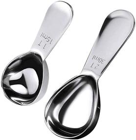 img 4 attached to ☕ Stainless Steel Coffee Scoop Measuring Spoons Set - 1 & 2 Tbsp Metal Scoop for Ground Coffee, Milk, Sugar - Small Measure Scale for Brewing - 15ml & 30ml Measuring Spoon Included