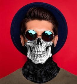 img 3 attached to Doerix Halloween Skull Face Mask Bandana: A Stylish Half Face Cover for Men and Women, Ideal for Motorcyclists, Raves, and Bikers