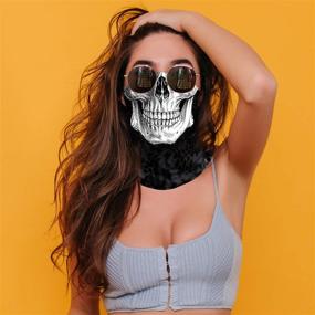 img 2 attached to Doerix Halloween Skull Face Mask Bandana: A Stylish Half Face Cover for Men and Women, Ideal for Motorcyclists, Raves, and Bikers