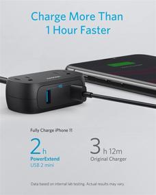 img 1 attached to Anker PowerExtend USB 2 Mini Power Strip - 2 Outlets, 2 USB Ports, 5 ft Extension Cord, Flat Plug - Ideal for Travel, Desk, and Home Office (5ft, Black)