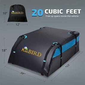 img 1 attached to 🌧️ KING BIRD 20 Cubic Feet Waterproof Rooftop Cargo Carrier Bag - Non-Slip Mat, 4 Door Hooks, Luggage Lock - Fits All Vehicles with or without Roof Rack