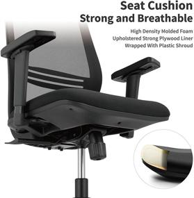 img 1 attached to 🪑 Advanced High Back Office Chair: Adjustable Lumbar Support, Ergonomic Arm & Headrest, Mesh Back, Tilt Lock - Swivel Computer Desk Chair