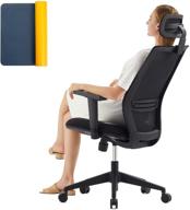 🪑 advanced high back office chair: adjustable lumbar support, ergonomic arm & headrest, mesh back, tilt lock - swivel computer desk chair logo