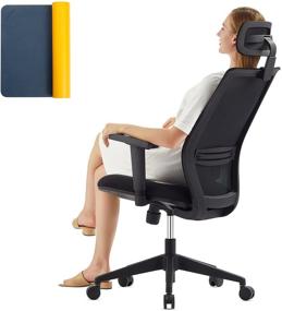 img 4 attached to 🪑 Advanced High Back Office Chair: Adjustable Lumbar Support, Ergonomic Arm & Headrest, Mesh Back, Tilt Lock - Swivel Computer Desk Chair