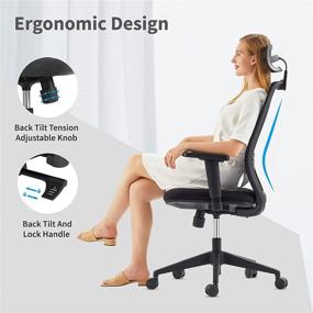 img 3 attached to 🪑 Advanced High Back Office Chair: Adjustable Lumbar Support, Ergonomic Arm & Headrest, Mesh Back, Tilt Lock - Swivel Computer Desk Chair