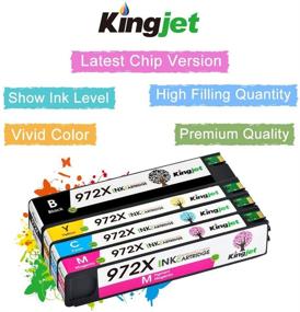 img 3 attached to 🖨️ Kingjet Compatible Ink Cartridge Set for HP 972X 972A 972, Works with PageWide Pro 477dn 477dw 577dw 577z 552dw 452dn 452dw P55250dw P57750dw Printers, 4 Pack (Black, Cyan, Magenta, Yellow)