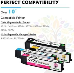 img 2 attached to 🖨️ Kingjet Compatible Ink Cartridge Set for HP 972X 972A 972, Works with PageWide Pro 477dn 477dw 577dw 577z 552dw 452dn 452dw P55250dw P57750dw Printers, 4 Pack (Black, Cyan, Magenta, Yellow)