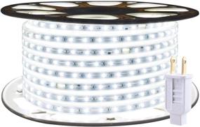 img 4 attached to Waterproof White Rope Lights - 98.4ft LED Strip Light for Outdoor & Indoor Use | Connectable & Flexible Plug-in Tape Lighting with 1800 LEDs | 6000K 110V | Ideal for Patio, Deck, Camping, Christmas