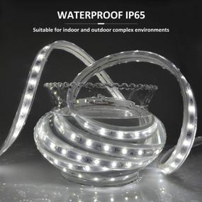 img 2 attached to Waterproof White Rope Lights - 98.4ft LED Strip Light for Outdoor & Indoor Use | Connectable & Flexible Plug-in Tape Lighting with 1800 LEDs | 6000K 110V | Ideal for Patio, Deck, Camping, Christmas