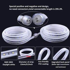 img 1 attached to Waterproof White Rope Lights - 98.4ft LED Strip Light for Outdoor & Indoor Use | Connectable & Flexible Plug-in Tape Lighting with 1800 LEDs | 6000K 110V | Ideal for Patio, Deck, Camping, Christmas