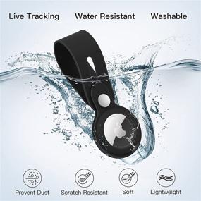 img 1 attached to 🔑 JUQITECH Silicone Loop Case for Apple AirTag - Key Finder Secure Holder with Buckle Protector Skin Cover and Long Strap for Bluetooth Item Tracker - Soft Keychain Locator, Luggage Tag (Black)