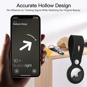 img 3 attached to 🔑 JUQITECH Silicone Loop Case for Apple AirTag - Key Finder Secure Holder with Buckle Protector Skin Cover and Long Strap for Bluetooth Item Tracker - Soft Keychain Locator, Luggage Tag (Black)
