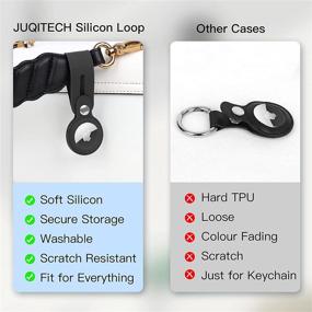img 2 attached to 🔑 JUQITECH Silicone Loop Case for Apple AirTag - Key Finder Secure Holder with Buckle Protector Skin Cover and Long Strap for Bluetooth Item Tracker - Soft Keychain Locator, Luggage Tag (Black)